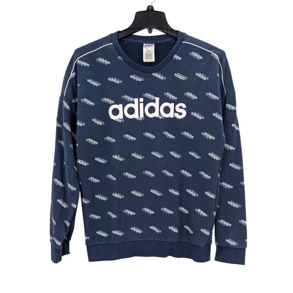 Adidas Sweatshirt Men Size M Monogram Logo Print Pullover Streetwear Athleisure - Picture 1 of 8